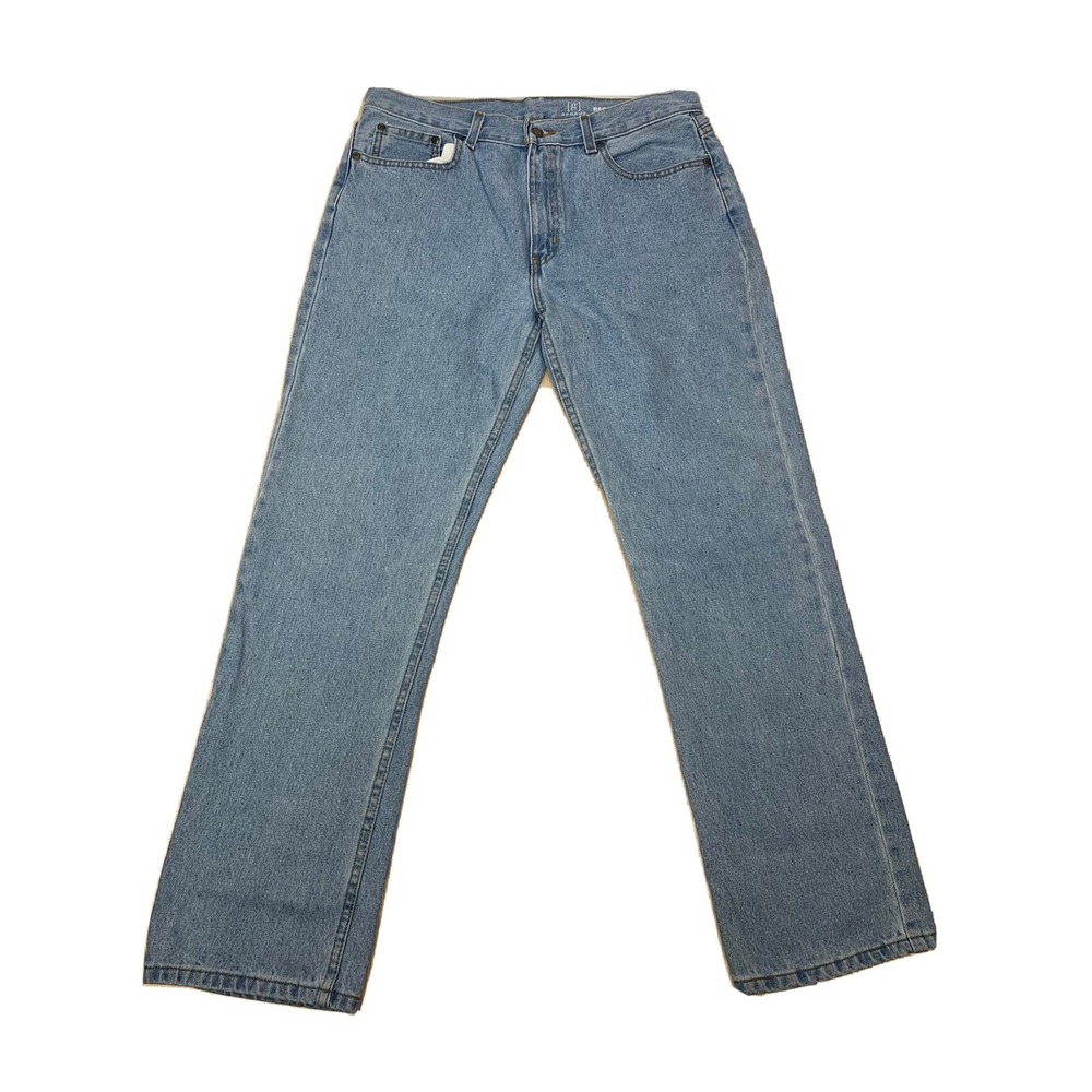 George   Men's Jeans Regular Sz 34x32 Straight Leg  Light Blue Denim 100% Cotton